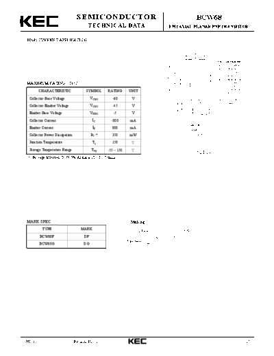 KEC bcw68  . Electronic Components Datasheets Active components Transistors KEC bcw68.pdf