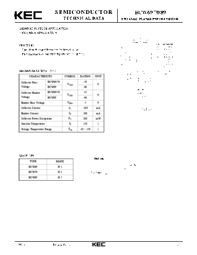 KEC bcw69 bcw70 bcw89  . Electronic Components Datasheets Active components Transistors KEC bcw69_bcw70_bcw89.pdf