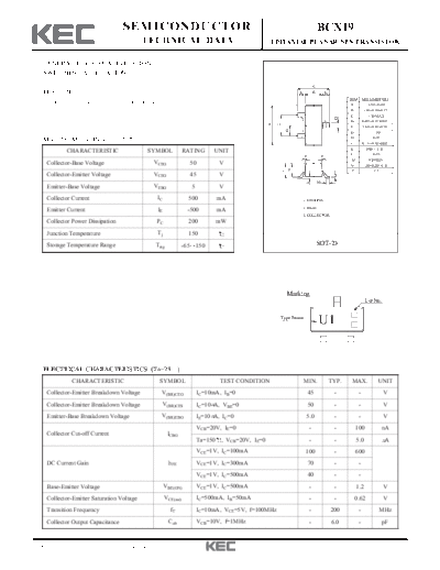 KEC bcx19  . Electronic Components Datasheets Active components Transistors KEC bcx19.pdf
