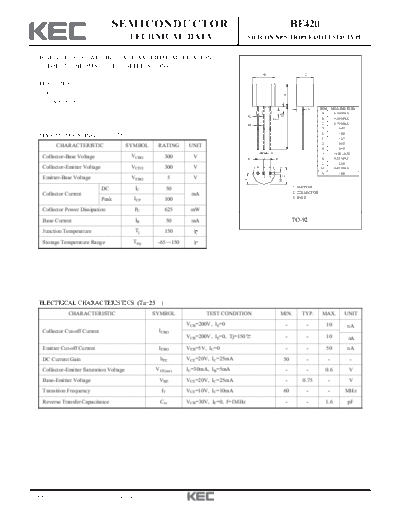 KEC bf420  . Electronic Components Datasheets Active components Transistors KEC bf420.pdf