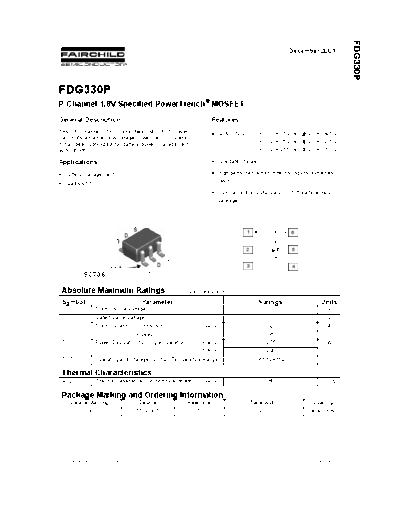 Fairchild Semiconductor fdg330p  . Electronic Components Datasheets Active components Transistors Fairchild Semiconductor fdg330p.pdf