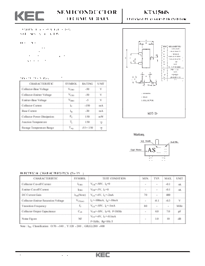 KEC kta1504s  . Electronic Components Datasheets Active components Transistors KEC kta1504s.pdf