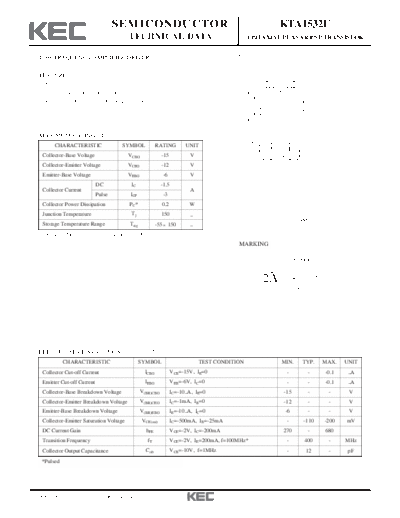 . Electronic Components Datasheets kta1532u  . Electronic Components Datasheets Active components Transistors KEC kta1532u.pdf