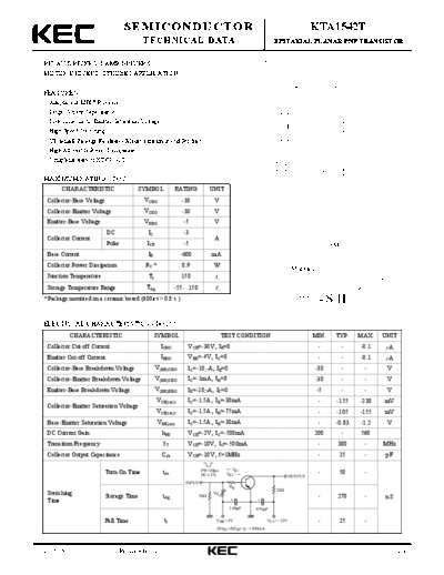 KEC kta1542t  . Electronic Components Datasheets Active components Transistors KEC kta1542t.pdf