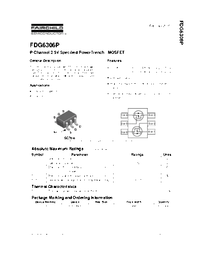 Fairchild Semiconductor fdg6306p  . Electronic Components Datasheets Active components Transistors Fairchild Semiconductor fdg6306p.pdf