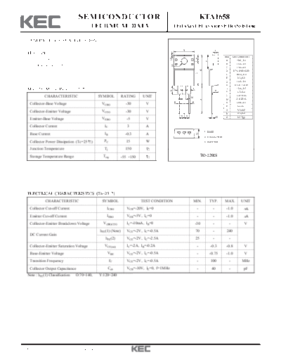 KEC kta1658  . Electronic Components Datasheets Active components Transistors KEC kta1658.pdf