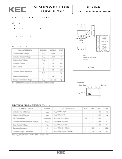 KEC kta1660  . Electronic Components Datasheets Active components Transistors KEC kta1660.pdf