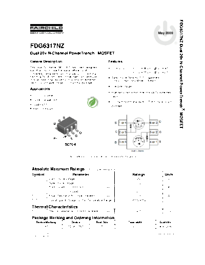 Fairchild Semiconductor fdg6317nz  . Electronic Components Datasheets Active components Transistors Fairchild Semiconductor fdg6317nz.pdf
