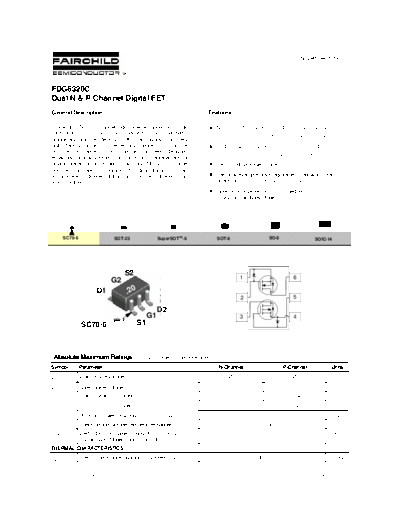 Fairchild Semiconductor fdg6320c  . Electronic Components Datasheets Active components Transistors Fairchild Semiconductor fdg6320c.pdf