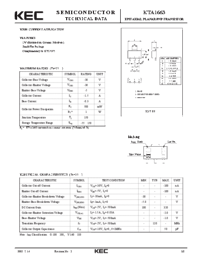 KEC kta1663  . Electronic Components Datasheets Active components Transistors KEC kta1663.pdf