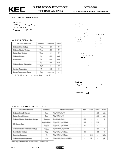 KEC kta1664  . Electronic Components Datasheets Active components Transistors KEC kta1664.pdf