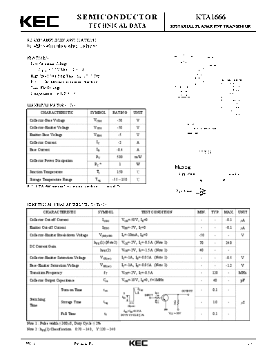 KEC kta1666  . Electronic Components Datasheets Active components Transistors KEC kta1666.pdf