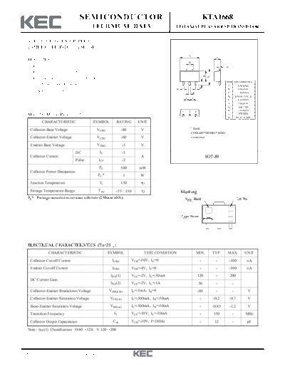 KEC kta1668  . Electronic Components Datasheets Active components Transistors KEC kta1668.pdf