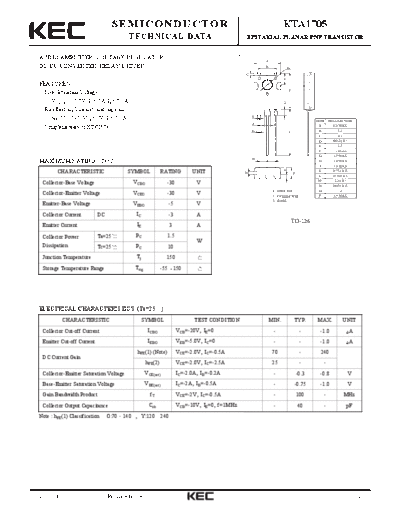 KEC kta1705  . Electronic Components Datasheets Active components Transistors KEC kta1705.pdf
