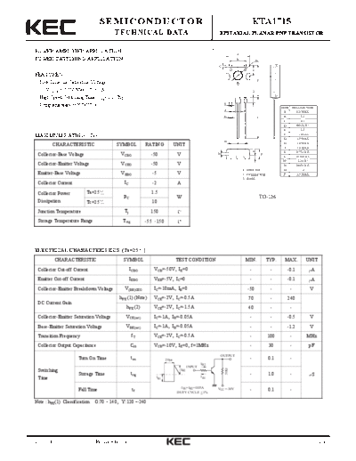 KEC kta1715  . Electronic Components Datasheets Active components Transistors KEC kta1715.pdf