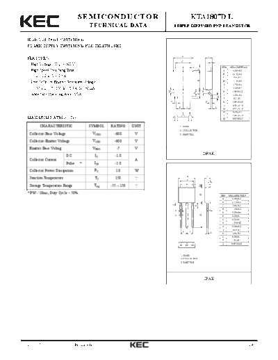 KEC kta1807d l  . Electronic Components Datasheets Active components Transistors KEC kta1807d_l.pdf
