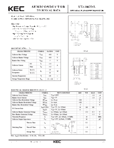 KEC kta1862d l  . Electronic Components Datasheets Active components Transistors KEC kta1862d_l.pdf