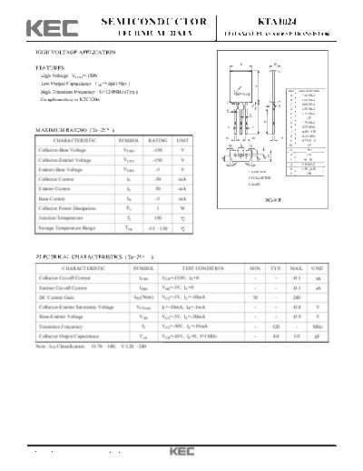 KEC kta1024  . Electronic Components Datasheets Active components Transistors KEC kta1024.pdf