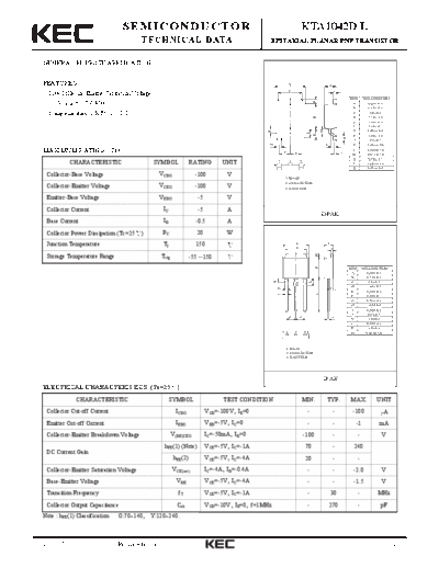 KEC kta1042d l  . Electronic Components Datasheets Active components Transistors KEC kta1042d_l.pdf