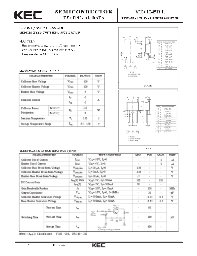 KEC kta1045d l  . Electronic Components Datasheets Active components Transistors KEC kta1045d_l.pdf