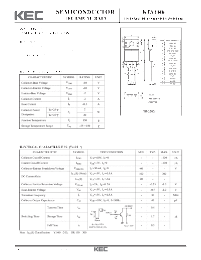 . Electronic Components Datasheets kta1046  . Electronic Components Datasheets Active components Transistors KEC kta1046.pdf