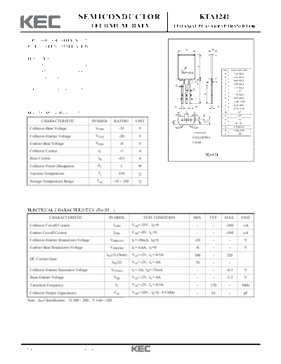 KEC kta1241  . Electronic Components Datasheets Active components Transistors KEC kta1241.pdf