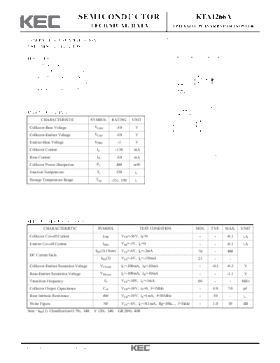 KEC kta1266a  . Electronic Components Datasheets Active components Transistors KEC kta1266a.pdf