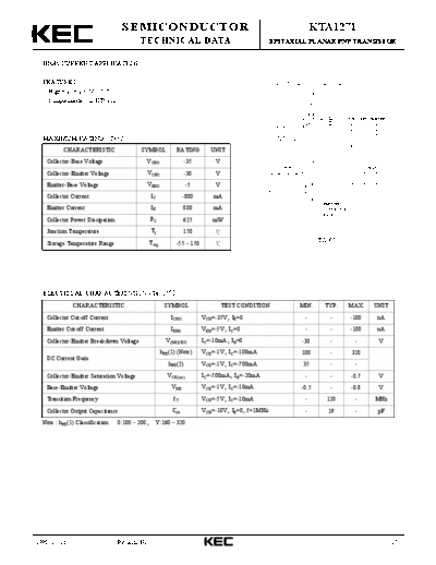 KEC kta1271  . Electronic Components Datasheets Active components Transistors KEC kta1271.pdf