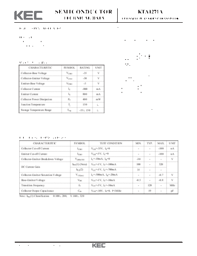 KEC kta1271a  . Electronic Components Datasheets Active components Transistors KEC kta1271a.pdf