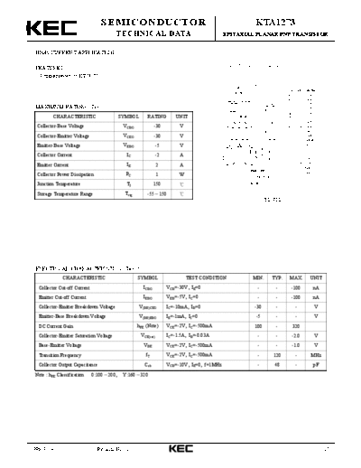 KEC kta1273  . Electronic Components Datasheets Active components Transistors KEC kta1273.pdf