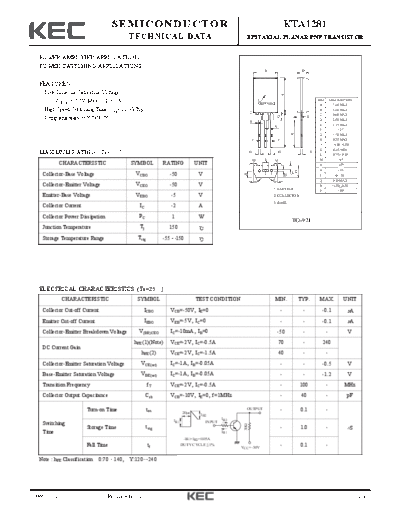 KEC kta1281  . Electronic Components Datasheets Active components Transistors KEC kta1281.pdf