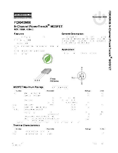 Fairchild Semiconductor fdi040n06  . Electronic Components Datasheets Active components Transistors Fairchild Semiconductor fdi040n06.pdf