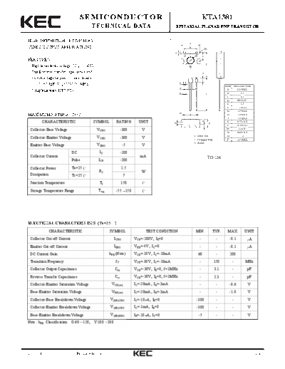 KEC kta1381  . Electronic Components Datasheets Active components Transistors KEC kta1381.pdf