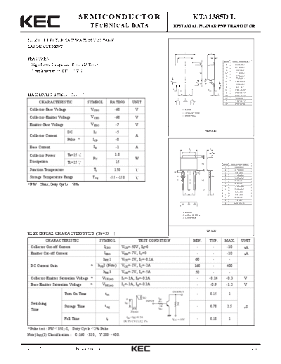 KEC kta1385d l  . Electronic Components Datasheets Active components Transistors KEC kta1385d_l.pdf