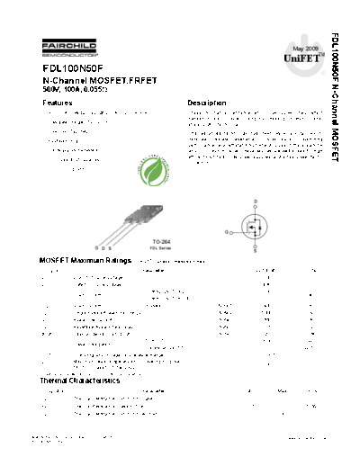 Fairchild Semiconductor fdl100n50f  . Electronic Components Datasheets Active components Transistors Fairchild Semiconductor fdl100n50f.pdf