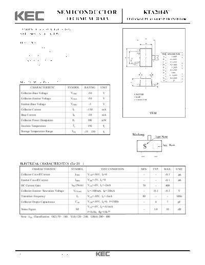 KEC kta2014v  . Electronic Components Datasheets Active components Transistors KEC kta2014v.pdf