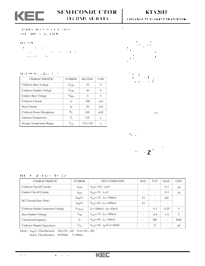 KEC kta2015  . Electronic Components Datasheets Active components Transistors KEC kta2015.pdf