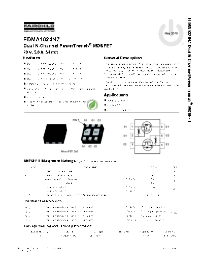 Fairchild Semiconductor fdma1024nz  . Electronic Components Datasheets Active components Transistors Fairchild Semiconductor fdma1024nz.pdf