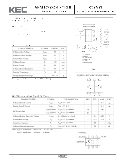 . Electronic Components Datasheets kta711t  . Electronic Components Datasheets Active components Transistors KEC kta711t.pdf