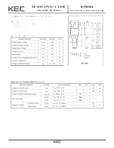 KEC ktb1424  . Electronic Components Datasheets Active components Transistors KEC ktb1424.pdf