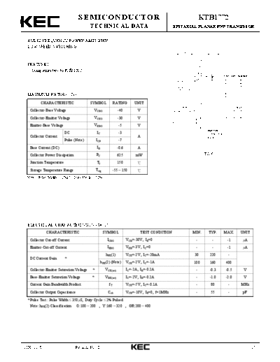 KEC ktb1772  . Electronic Components Datasheets Active components Transistors KEC ktb1772.pdf