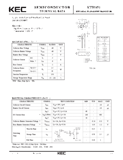 KEC ktb1151  . Electronic Components Datasheets Active components Transistors KEC ktb1151.pdf