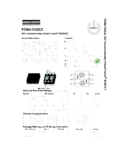 Fairchild Semiconductor fdma1032cz  . Electronic Components Datasheets Active components Transistors Fairchild Semiconductor fdma1032cz.pdf