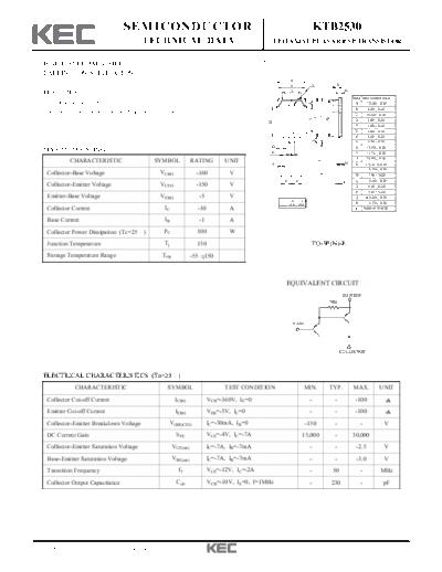 KEC ktb2530  . Electronic Components Datasheets Active components Transistors KEC ktb2530.pdf