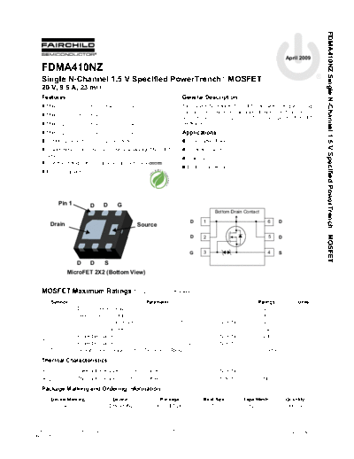 Fairchild Semiconductor fdma410nz  . Electronic Components Datasheets Active components Transistors Fairchild Semiconductor fdma410nz.pdf