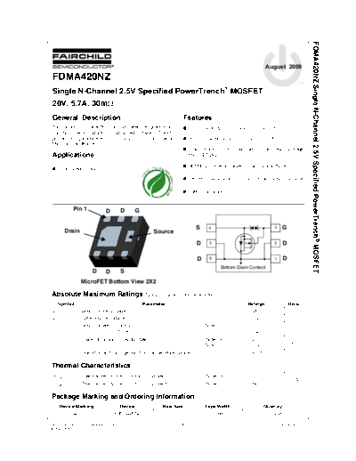 Fairchild Semiconductor fdma420nz  . Electronic Components Datasheets Active components Transistors Fairchild Semiconductor fdma420nz.pdf