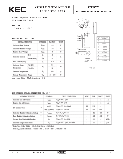 KEC ktb772  . Electronic Components Datasheets Active components Transistors KEC ktb772.pdf
