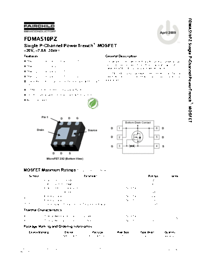 Fairchild Semiconductor fdma510pz  . Electronic Components Datasheets Active components Transistors Fairchild Semiconductor fdma510pz.pdf