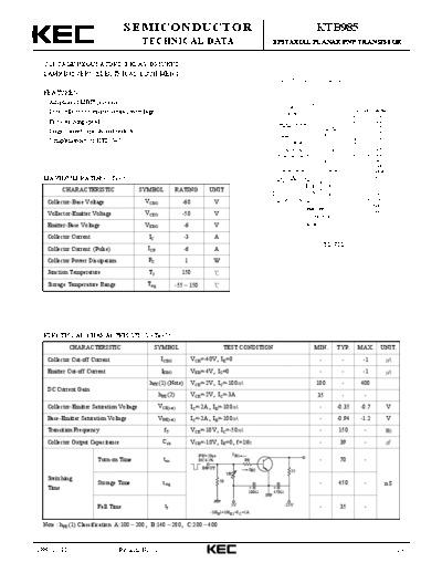 KEC ktb985  . Electronic Components Datasheets Active components Transistors KEC ktb985.pdf