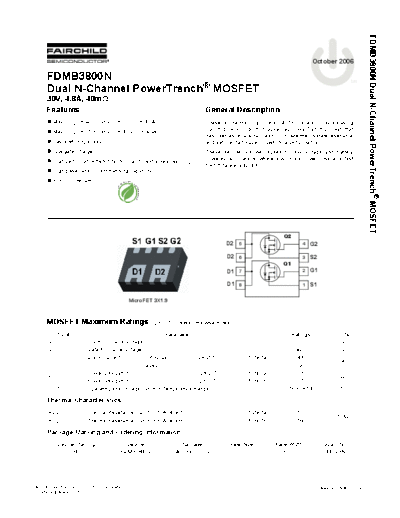 Fairchild Semiconductor fdmb3800n  . Electronic Components Datasheets Active components Transistors Fairchild Semiconductor fdmb3800n.pdf